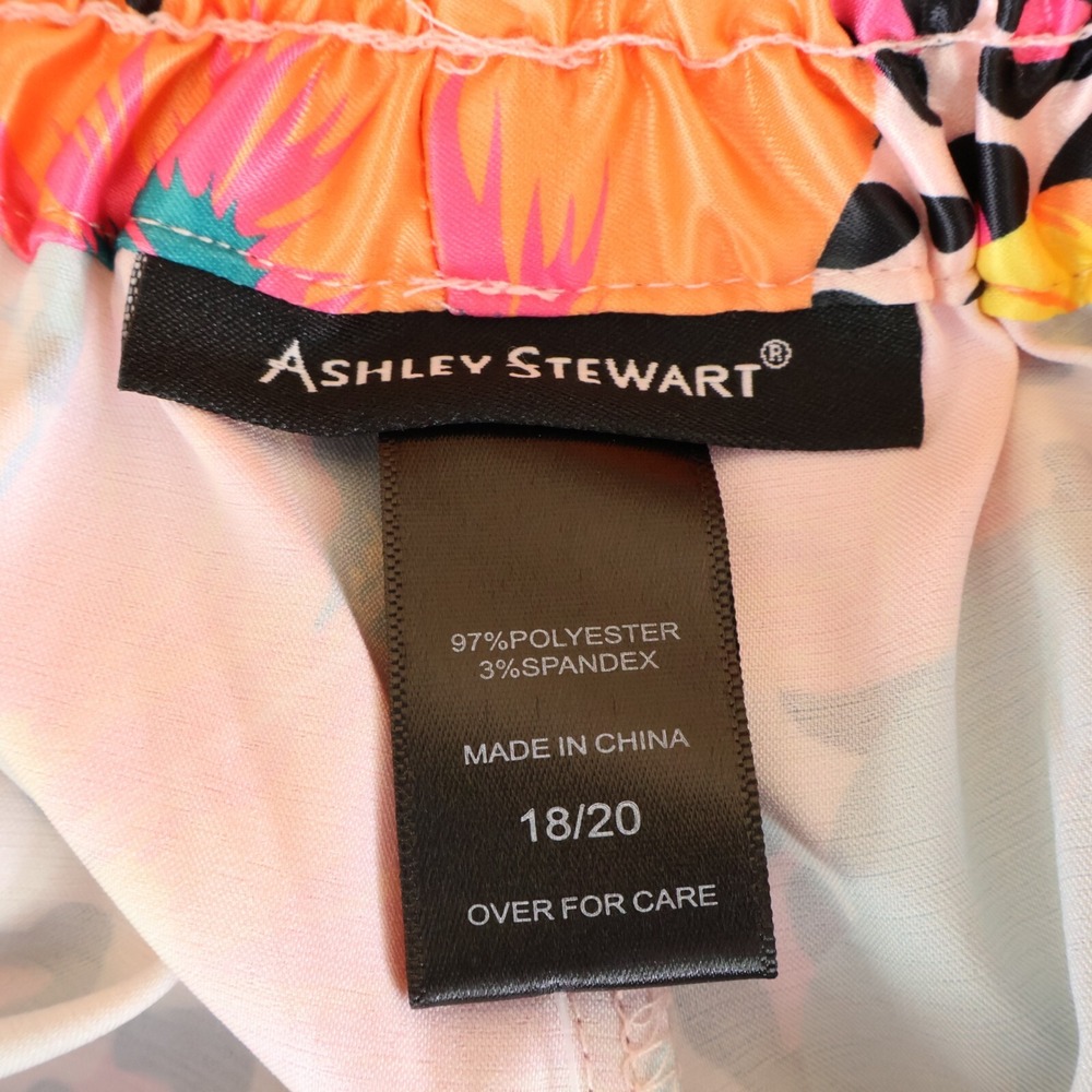 Ashley Stewart Shorts Womens Sz 18/20 Colorful Floral Elastic Waist Pockets NWT - Picture 5 of 6